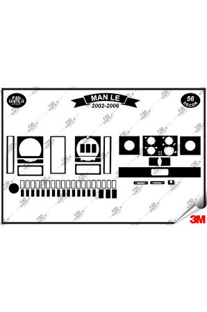 Man LE 2002-2006 Torpido Konsol Trim Göğüs Maun Kaplama Set 56 Parça Siyah
