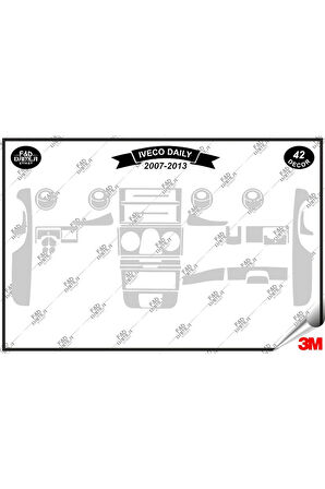 İveco Daily 2007-2013 Torpido Konsol Trim Göğüs Maun Kaplama Set 42 Parça Gümüş