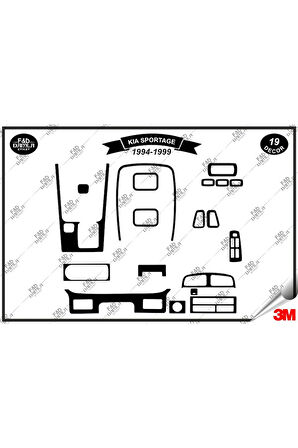Kia Sportage 1994-1999 Torpido Konsol Trim Göğüs Maun Kaplama Set 19 Parça Siyah