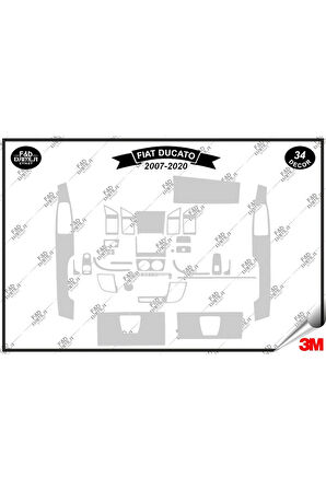 Fiat Ducato 2007- 2020 Full Torpido Konsol Trim Göğüs Maun Kaplama Set 34 Parça Gümüş