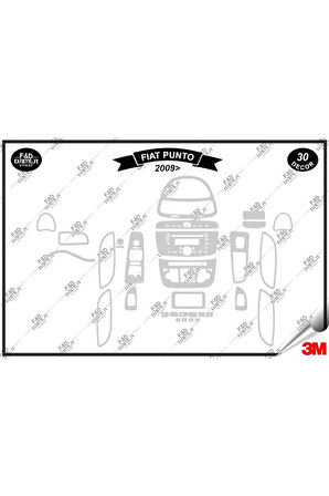 Fiat Punto 2009 Torpido Konsol Trim Göğüs Maun Kaplama Set 30 Parça Gümüş