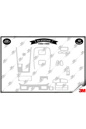 Kia Sportage 1994-1999 Torpido Konsol Trim Göğüs Maun Kaplama Set 19 Parça Gümüş