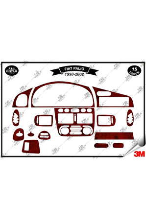 Fiat Palio 1998-2002 Torpido Konsol Trim Göğüs Maun Kaplama Set 15 Parça Maun
