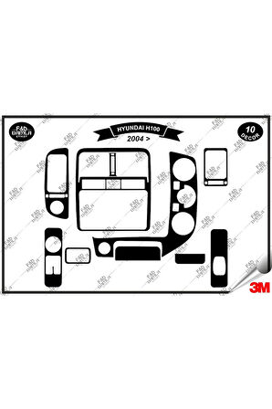 Hyundai H100 2004 Torpido Konsol Trim Göğüs Maun Kaplama Set 10 Parça Siyah