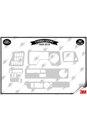 Temsa Safir 1999-2010 Torpido Konsol Trim Göğüs Maun Kaplama Set 55 Parça Gümüş