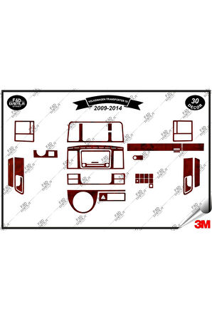 Volkswagen Transporter T6 2009-2014 Torpido Konsol Trim Göğüs Maun Kaplama Set 30 Parça Maun