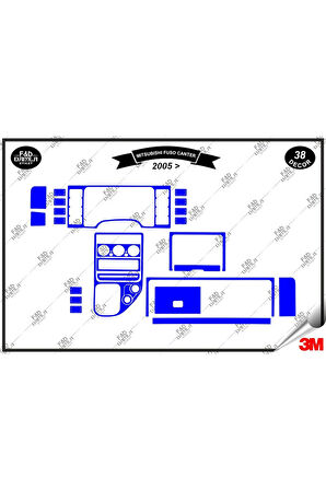Mitsubishi Fuso Canter 2005 Torpido Konsol Trim Göğüs Maun Kaplama Set 38 Parça Mavi