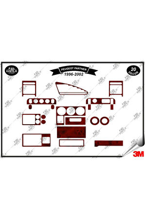 Peugeot Partner 1996-2002 Torpido Konsol Trim Göğüs Maun Kaplama Set 20 Parça Maun