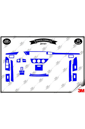 Toyota Corolla 2014 Torpido Konsol Trim Göğüs Maun Kaplama Set 23 Parça Mavi