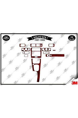 Volvo S70 1997-1999 Torpido Konsol Trim Göğüs Maun Kaplama Set 12 Parça Maun