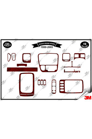 Suzuki Grand Vitara 1998-2005 Torpido Konsol Trim Göğüs Maun Kaplama Set 16 Parça Maun