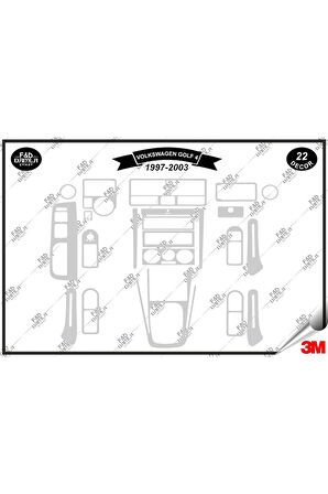 Volkswagen Golf 4 1997-2003 Torpido Konsol Trim Göğüs Maun Kaplama Set 22 Parça Gümüş