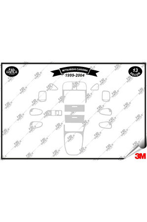 Mitsubishi Carisma 1999-2004 Torpido Konsol Trim Göğüs Maun Kaplama Set 13 Parça Gümüş