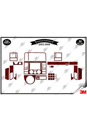 Volkswagen Transporter T5 2003-2009 Torpido Konsol Trim Göğüs Maun Kaplama Set 30 Parça Maun