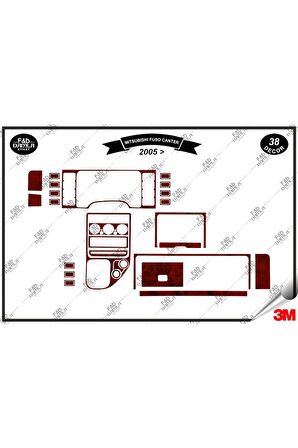 Mitsubishi Fuso Canter 2005 Torpido Konsol Trim Göğüs Maun Kaplama Set 38 Parça Maun