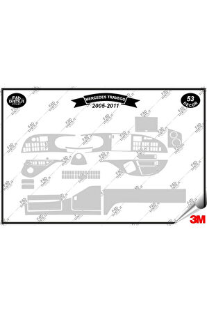 Mercedes Travego 2005-2011  Full Torpido Konsol Trim Göğüs Maun Kaplama Set 53 Parça Gümüş