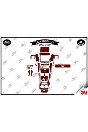 Kıa Sorento 2007-2010 Torpido Konsol Trim Göğüs Maun Kaplama Set 36 Parça Maun