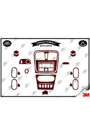 Renault Symbol 2012-2019 Torpido Konsol Trim Göğüs Maun Kaplama Set 21 Parça Maun