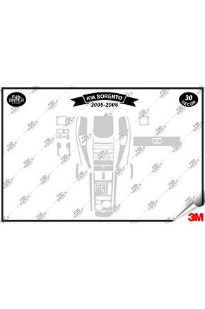 Kıa Sorento 2005-2006 Torpido Konsol Trim Göğüs Maun Kaplama Set 30 Parça Gümüş