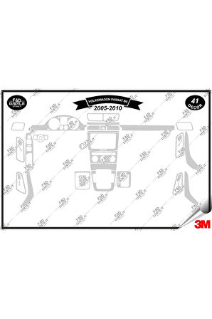 Volkswagen Passat B6 2005-2010 Torpido Konsol Trim Göğüs Maun Kaplama Set 41 Parça Gümüş