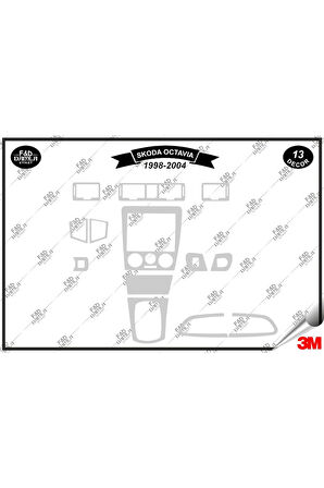 Skoda Octavia 1998-2004 Torpido Konsol Trim Göğüs Maun Kaplama Set 13 Parça Gümüş