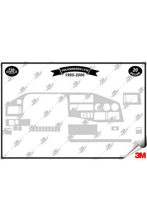 Volkswagen  LT 35 1995-2006 Torpido Konsol Trim Göğüs Maun Kaplama Set 20 Parça Gümüş