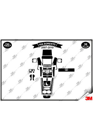 Kıa Sorento 2007-2010 Torpido Konsol Trim Göğüs Maun Kaplama Set 36 Parça Siyah