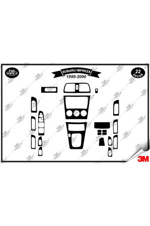 Subaru Impreza 1998-2000 Torpido Konsol Trim Göğüs Maun Kaplama Set 22 Parça Siyah
