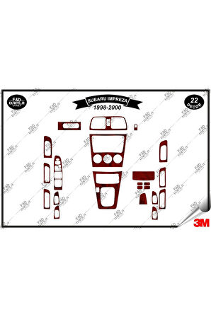 Subaru Impreza 1998-2000 Torpido Konsol Trim Göğüs Maun Kaplama Set 22 Parça Maun