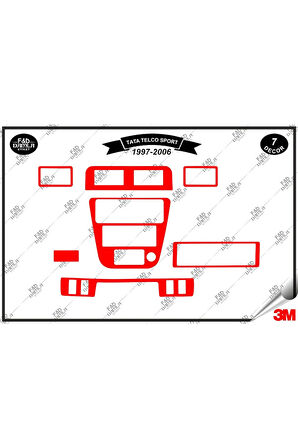 Tata Telco Sport 1997-2006 Torpido Konsol Trim Göğüs Maun Kaplama Set 7 Parça Kırmızı