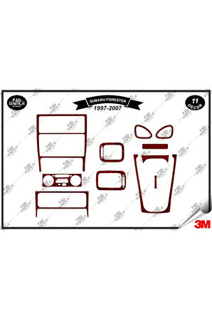 Subaru Forester 1997-2007 Torpido Konsol Trim Göğüs Maun Kaplama Set 11 Parça Maun