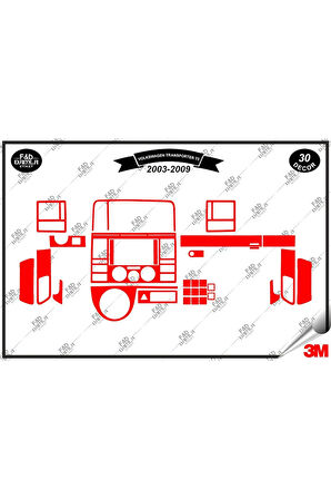 Volkswagen Transporter T5 2003-2009 Torpido Konsol Trim Göğüs Maun Kaplama Set 30 Parça Kırmızı