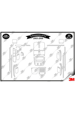 Volkswagen Jetta 2003-2008 Torpido Konsol Trim Göğüs Maun Kaplama Set 33 Parça Gümüş