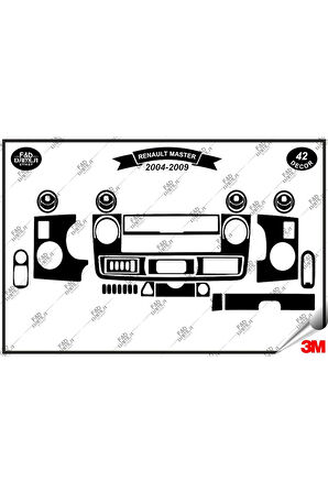Renault Master 2 (2004-2009)Torpido Konsol Trim Göğüs Maun Kaplama Set 42 Parça Siyah