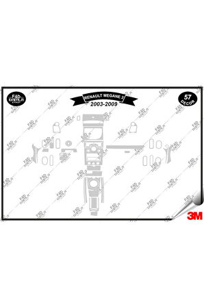 Renault Megane 2 Dijital 2003-2009 Torpido Konsol Trim Göğüs Maun Kaplama Set 57 Parça Gümüş