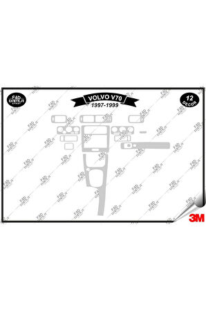 Volvo S70 1997-1999 Torpido Konsol Trim Göğüs Maun Kaplama Set 12 Parça Gümüş