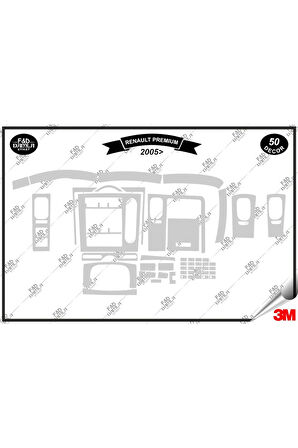 Renault Premium 2005 Torpido Konsol Trim Göğüs Maun Kaplama Set 50 Parça Gümüş