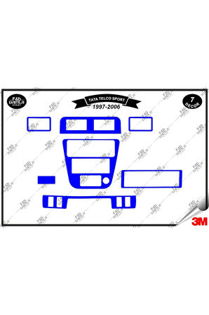 Tata Telco Sport 1997-2006 Torpido Konsol Trim Göğüs Maun Kaplama Set 7 Parça Mavi