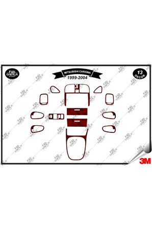Mitsubishi Carisma 1999-2004 Torpido Konsol Trim Göğüs Maun Kaplama Set 13 Parça Maun