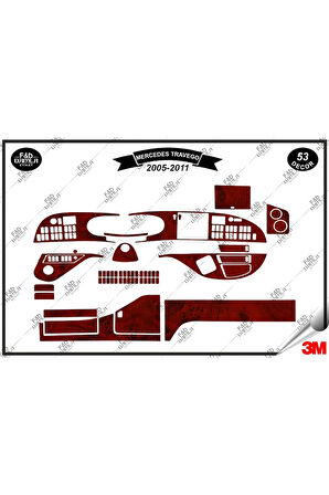 Mercedes Travego 2005-2011 Full Torpido Konsol Trim Göğüs Maun Kaplama Set 53 Parça Maun