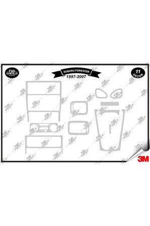 Subaru Forester 1997-2007 Torpido Konsol Trim Göğüs Maun Kaplama Set 11 Parça Gümüş