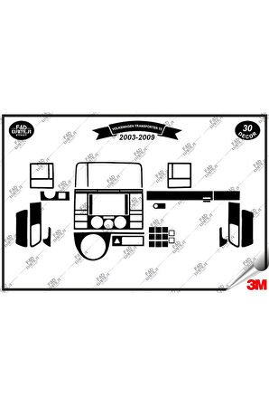 Volkswagen Transporter T5 2003-2009 Torpido Konsol Trim Göğüs Maun Kaplama Set 30 Parça Siyah