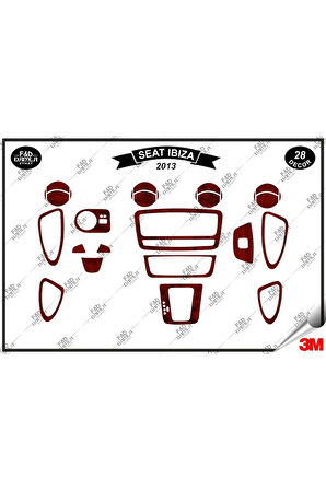Seat İbiza 2013 Torpido Konsol Trim Göğüs Maun Kaplama Set 28 Parça Maun