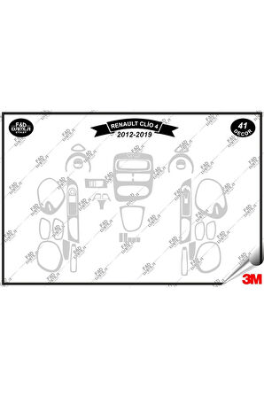 Renault Clio 4 (2012-2019) Torpido Konsol Trim Göğüs Maun Kaplama Set 41 Parça Gümüş