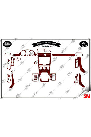 Volkswagen Passat B6 2005-2010 Torpido Konsol Trim Göğüs Maun Kaplama Set 41 Parça Maun