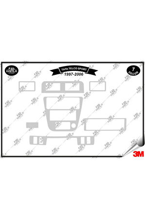 Tata Telco Sport 1997-2006 Torpido Konsol Trim Göğüs Maun Kaplama Set 7 Parça Gümüş