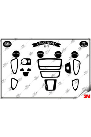 Seat İbiza 2013 Torpido Konsol Trim Göğüs Maun Kaplama Set 28 Parça Siyah