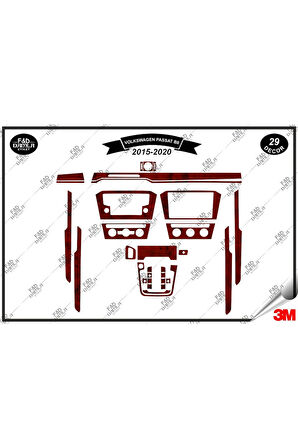 Volkswagen Passat B8 2015-2020 Torpido Konsol Trim Göğüs Maun Kaplama Set 29 Parça Maun