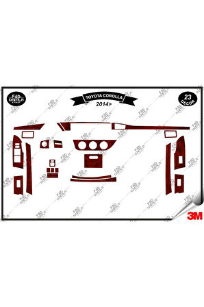 Toyota Corolla 2014 Torpido Konsol Trim Göğüs Maun Kaplama Set 23 Parça Maun