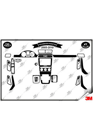 Volkswagen Passat B6 2005-2010 Torpido Konsol Trim Göğüs Maun Kaplama Set 41 Parça Siyah